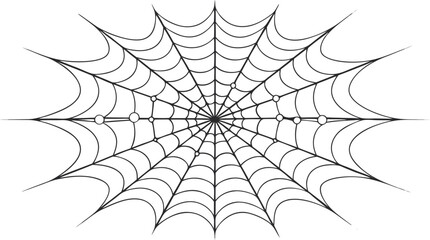 A dewy cobweb glistens in the morning light, intricately woven by a spider