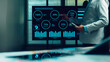 © Mdisk - Business professional analyzes complex data visualizations, large digital screen. Expert employs stylus, reviewing AI insights, financial charts, performance metrics. Driving strategic decisions,