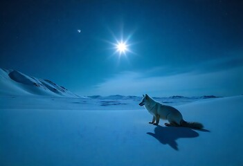  Majestic Arctic Fox Underneath the Stars in a Snowy Landscape Scene