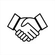 © Digital Designer - Handshake Outline Vector Illustration. Symbol of Partnership, Agreement, and Business Deal.