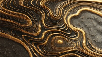 Wall Mural - Fluid Metallic Wave In Dark