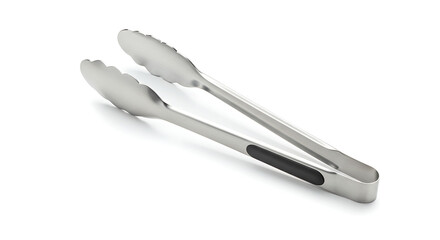 Sleek Stainless Steel Kitchen Tongs with Black Handle Detail: A Culinary Essential for Grilling, Cooking and Serving