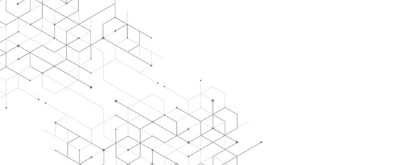 Wall Mural - vector abstract minimal geometrical futuristic tech geometric white triangles lines and dots backgro