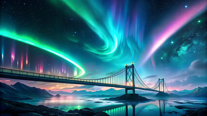 Wall Mural - Surreal landscape illustration of glowing renewable energy futuristic design