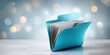 © javu - Blue folder holding organized paper files and data soft bokeh light suggesting digital archive and tidy document storage for business and personal