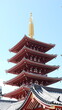 Vertical view of the pagoda at Senso-ji Temple in Tokyo, Japan