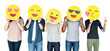 © Rawpixel.com - People holding emojis png sticker, transparent background