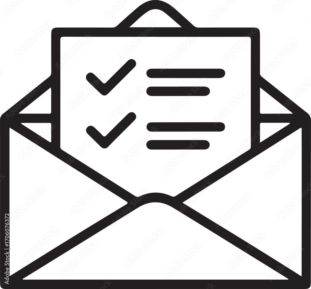 Open envelope with checklist and checkmarks inside Stock Vector | Adobe ...