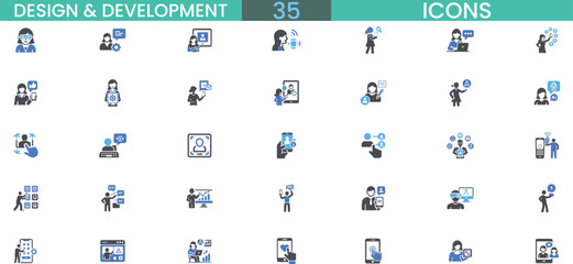 Modern design development icons for web mobile app development and business concepts vector