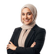 © Image stock - Smiling muslim woman in hijab and business suit isolated on transparent background