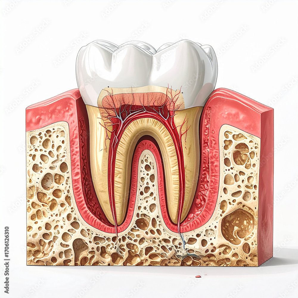 Стокове фото Detailed cross section of a human tooth showing enamel ...
