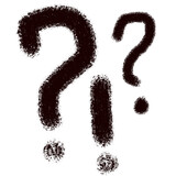 black crayon textured effect of question mark - vector hand drawn sketchy style 