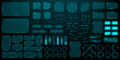 © hiten666 - Collection of futuristic holographic user interface elements. Hud vector graphics set for game design, virtual reality, and augmented reality projects.