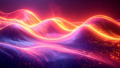 Wall Mural - Abstract glowing wavy landscape (1)