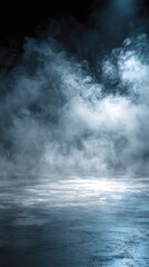 Wall Mural - stunning photo of dry ice smoke clouds fog floor texture. perfect spotlight mist effect on isolated 