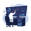 © Jfn - Scientist Analyzing Data on Large Futuristic Screen.