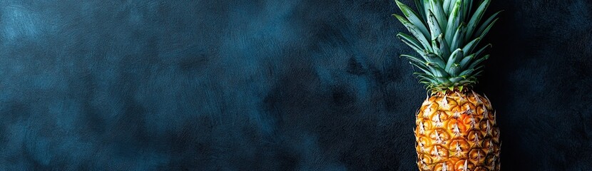 Photo of a pineapple on an abstract dark blue background