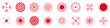 © Toxa2x2 - Radial Pain Circle Icon. Red Pain Concentration Indicators. Body Pain, Injury Icon Symbols and Medical Pointing Spots. Isolated Vector Illustration