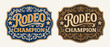 © Julio - Rodeo Champion Cowboy Label style belt buckle bull rider medal typographic emblem ornate vector design