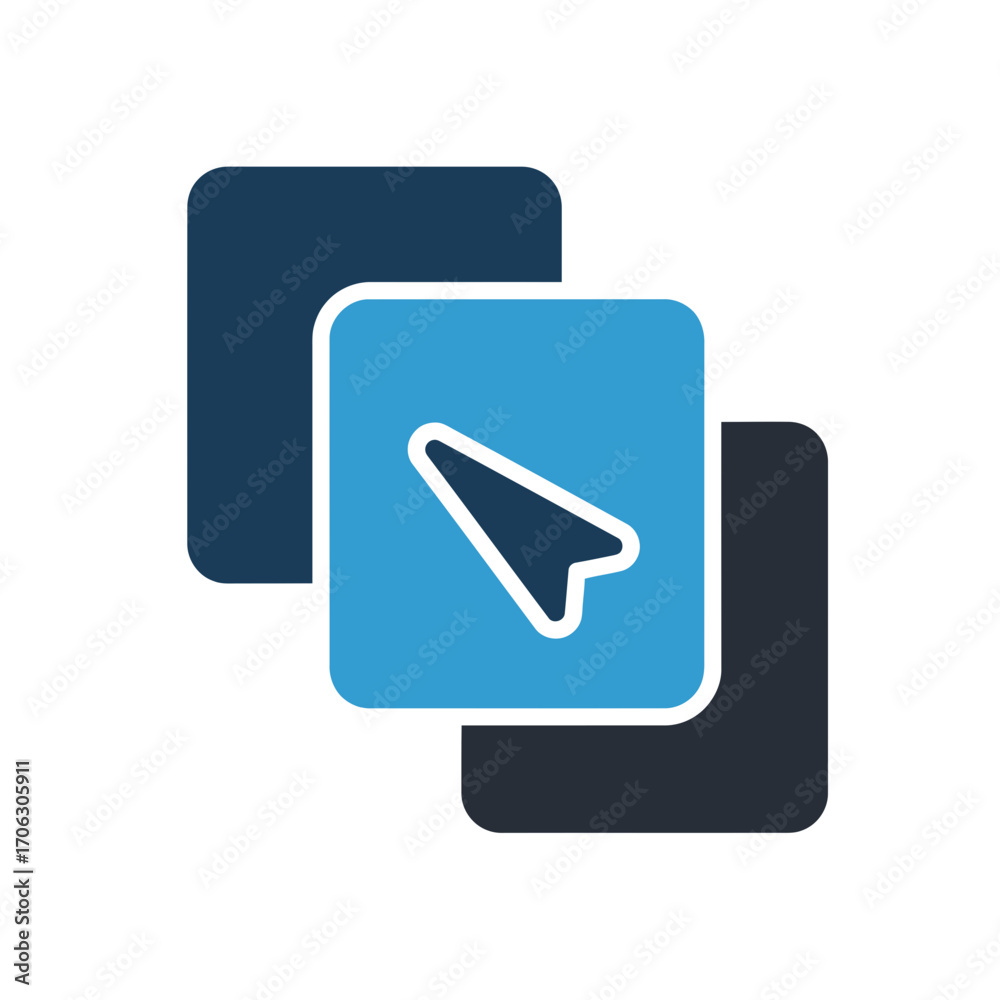 Stacked squares with a cursor icon on the top one. Stock Vector | Adobe ...