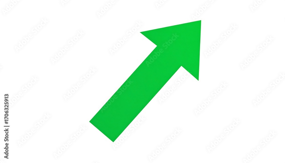 Simple green upward-pointing arrow on white background