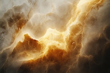 Wall Mural - abstract art depicting swirling, golden clouds and textures reminiscent of marble or celestial nebul