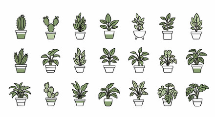 Icon set indoor plants