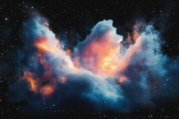 Wall Mural - a digital rendering of a nebula, showcasing vibrant colors and a cosmic mesh structure within a star