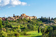 Lari old village skyline and the surrounding countryside. Casciana Terme Lari, Tuscany, Italy