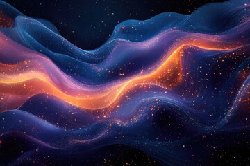 Wall Mural - abstract cosmic artwork depicting swirling nebulae with vibrant orange and blue hues, interspersed w