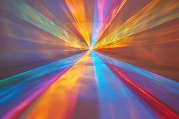 Wall Mural - abstract image of converging colorful light beams creating a tunnel-like effect.