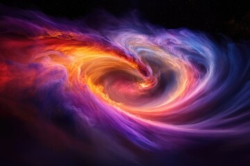 Wall Mural - a swirling vortex of vibrant cosmic clouds, fiery oranges and purples blend in a celestial dance.