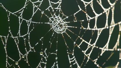 Dewkissed Spiderweb with Nature Closeup.