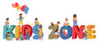 © Anna Syvak - Colorful kids zone huge letters with cute children enjoying different gaming and learning activities
