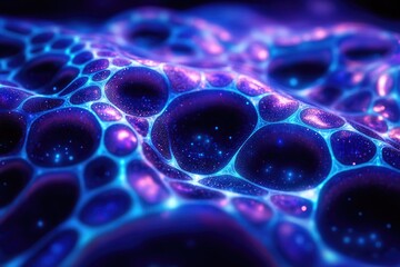 Wall Mural - abstract cosmic landscape with glowing, interconnected bubbles and vibrant nebulae.