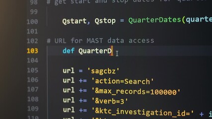 Machine Learning Artificial Intelligence. Programming Typing text, hacking Coding Language. Hackers Program Code, Running on Screen. Background Concept for Programming and Coding Web Development.