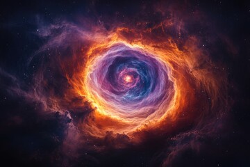 Wall Mural - a mesmerizing cosmic swirl of fiery orange and vibrant blue nebulae, creating a stunning celestial s