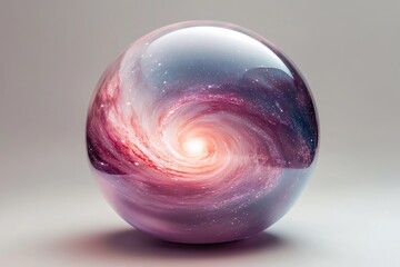 Wall Mural - a swirling galaxy captured within a transparent sphere, a cosmic marvel.
