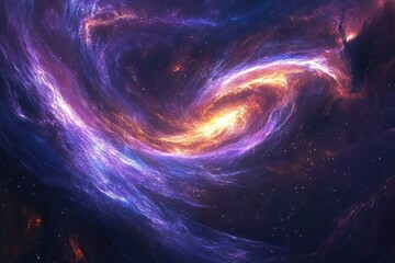 Wall Mural - a vibrant cosmic swirl of purple and orange nebulae, stars scattered across a dark expanse.