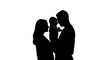 © Heri - Silhouette of Loving Parents Holding Baby Against White Background