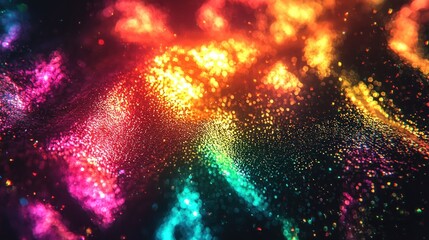 Wall Mural - Swirling rainbow abstract with light particles, textured surface effect