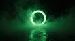 © innovative - luminescent green orb enveloped by misty swirling vaporous atmosphere | background, design, abstract, futuristic, mood theme