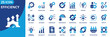 © Uniconlabs - Efficiency icon set collection in flat style. Icon pack contains operation, production, time, energy, optimize, performance, process, labor, workflow, six sigma, automate, streamline, resource