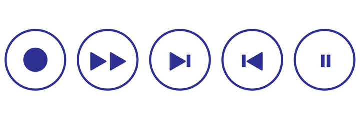 Wall Mural - stop, play, pause, rewind, fast forward icon. media player button icons set. vector eps 10