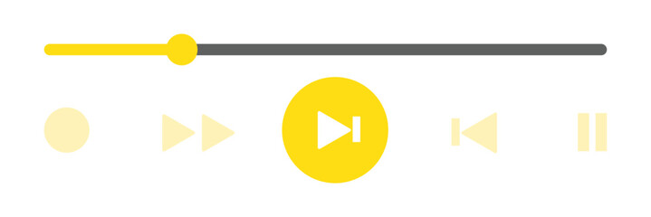Wall Mural - music or video play bar icon. modern ui design element for music app design with pause, play, skip, 