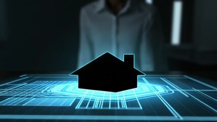 Woman uses futuristic interface