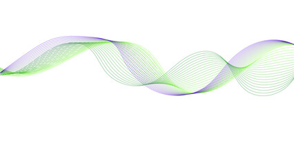 Wall Mural - a flowing, transparent green and purple mesh pattern on a white background, simple and elegant wavy 