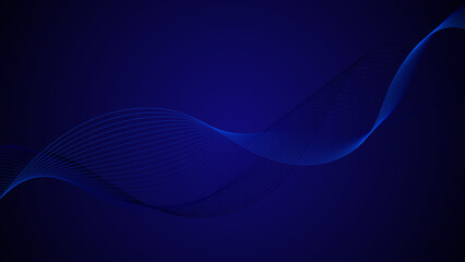 Wall Mural - Abstract blue wave design on a dark background, digital art, and professional presentations. Blue on a dark background,