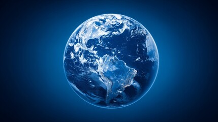 Wall Mural - From space, the Earth is seen as majestic against a dark background, with prominent displays of its natural features, oceans, and continents