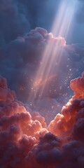 Wall Mural - Bright sky with clouds and a bright light